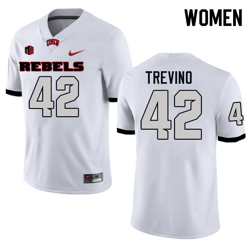 Women #42 Oscar Trevino UNLV Rebels College Football Jerseys Stitched-White